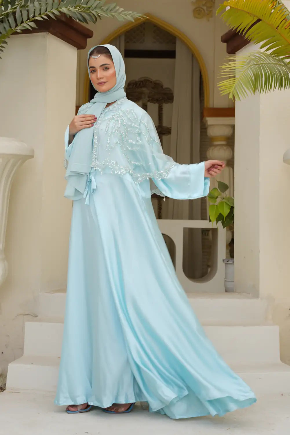 Gemstone Lightning Abaya & Cape Set - Veil of the Essence