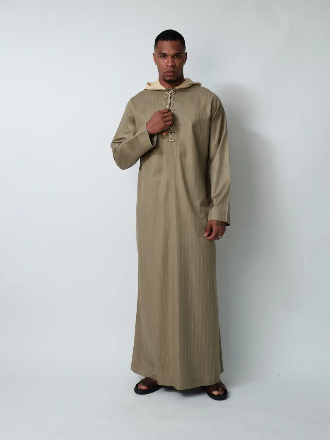 Khaki Moroccan Thobe - Veil of the Essence