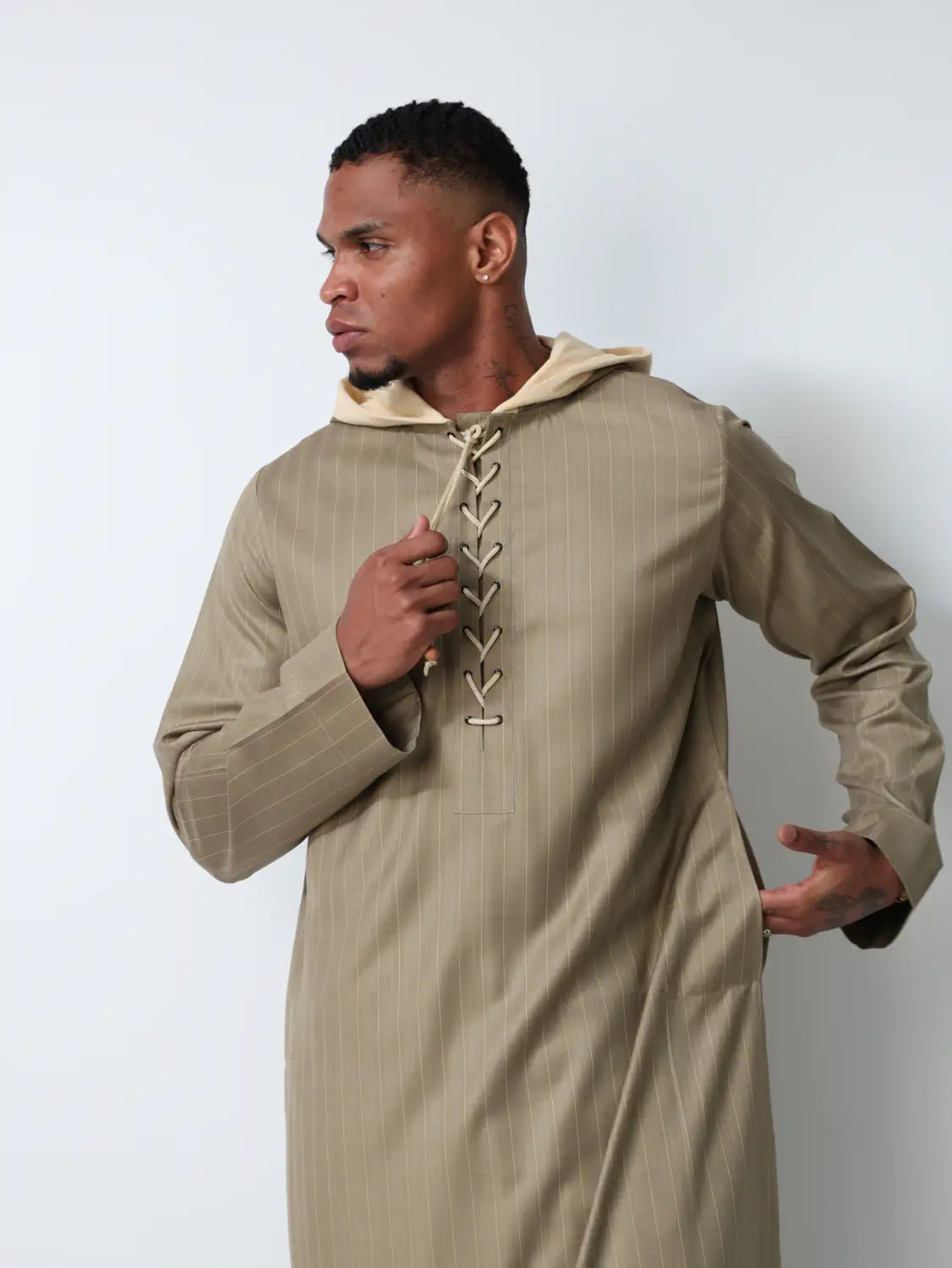 Khaki Moroccan Thobe - Veil of the Essence