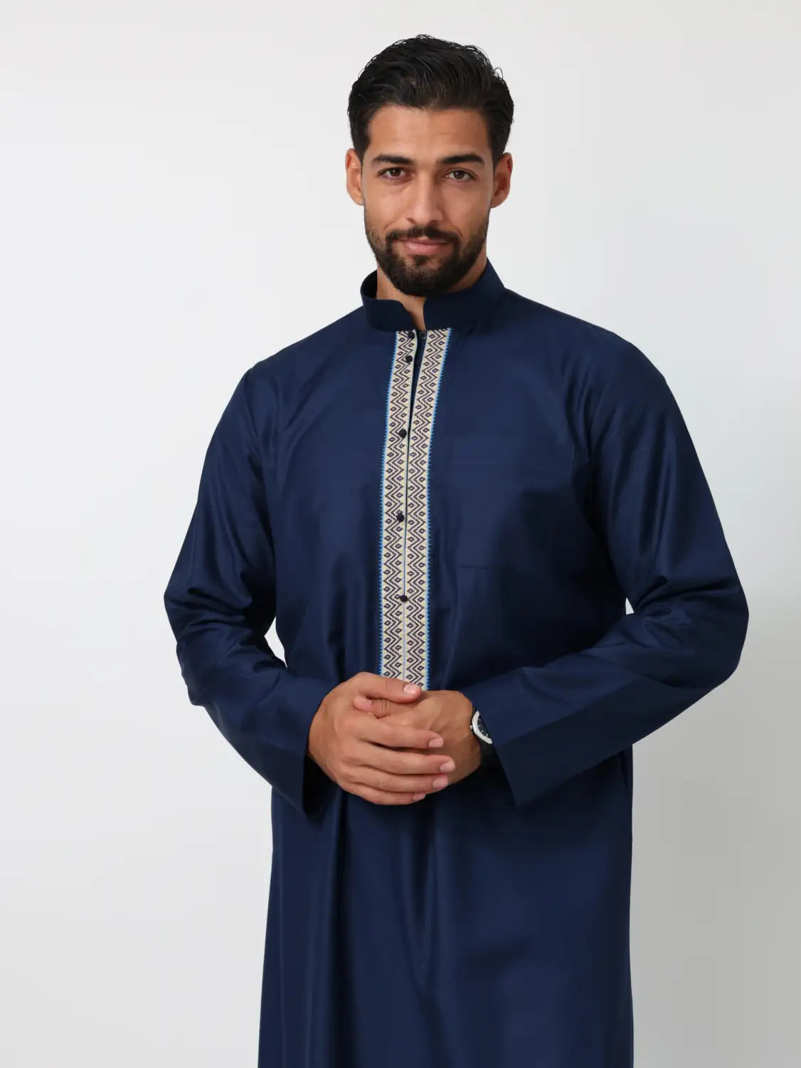 Navy Blue Baharaini Kandura - Veil of the Essence