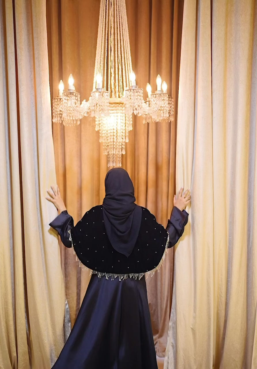 Gold Embroidered Black Velvet Cape